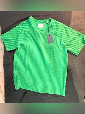 Billy Reid Men's Short-Sleeve Striped Crewneck T-Shirt in Bright Green